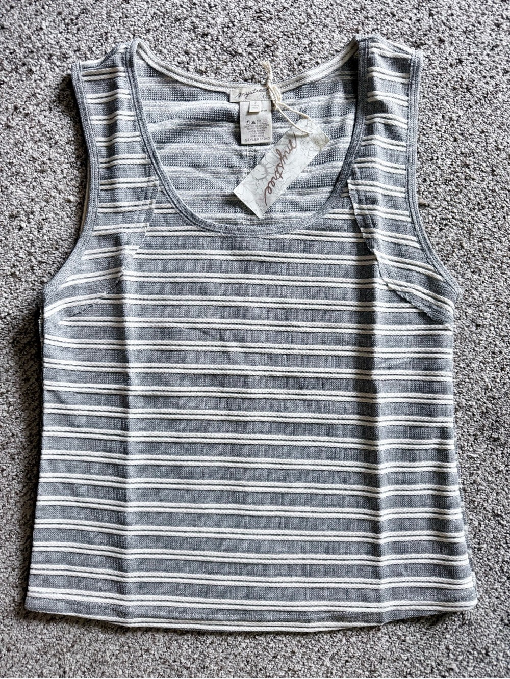 Mystree Grey & White Striped Sleeveless Tank
